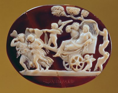 Cameo of Dionysus on a chariot pulled by Pysche by Roman
